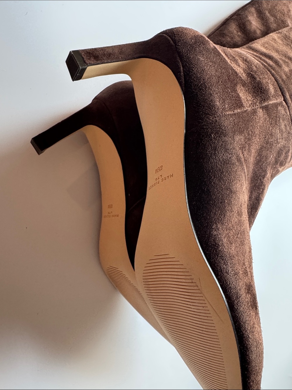 Marc Fisher Esmee Leather Boot
Dark Brown Suede Kitten Heel Tall Boots - Picture 4 of 4